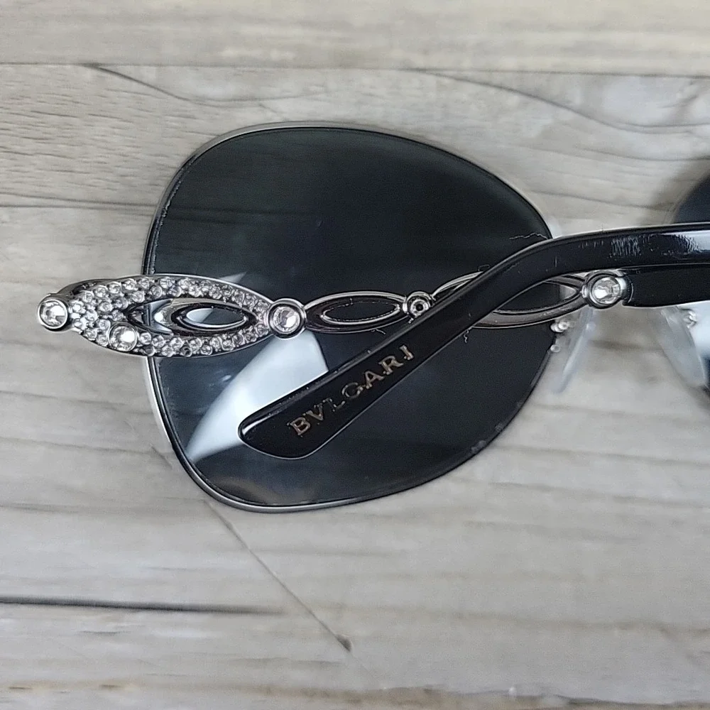 BVLGARI Gunmetal‎ Grey Ellipse Crystal Sunglasses BV 6025-B 103/87